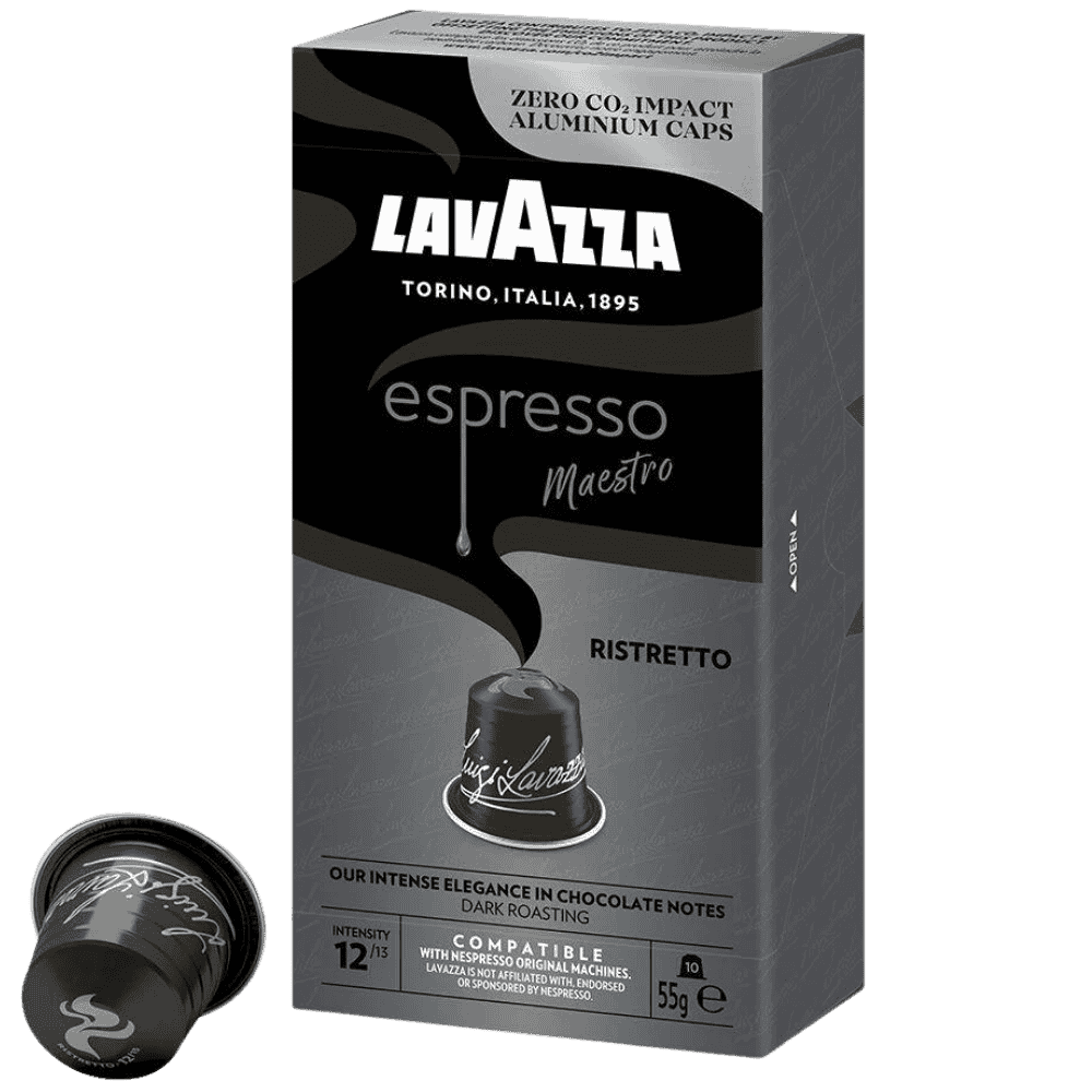 LAVAZZA compatible with Nespresso* Espresso Maestro Ristretto Coffee Capsules - 10 Pods - Caramelly