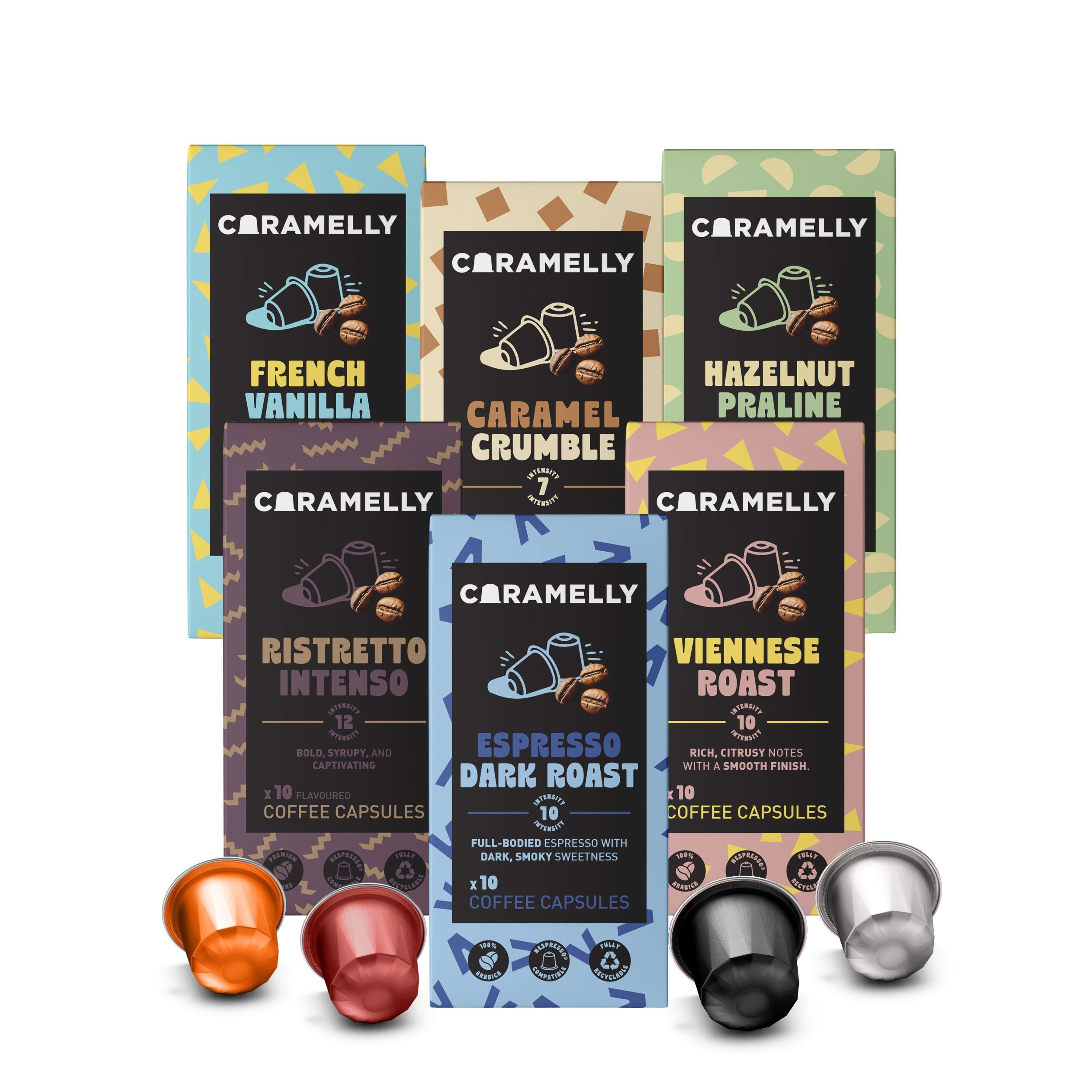 Caramelly Espresso Pop Coffee Machine with FoamLatte Pro with 60 Pods