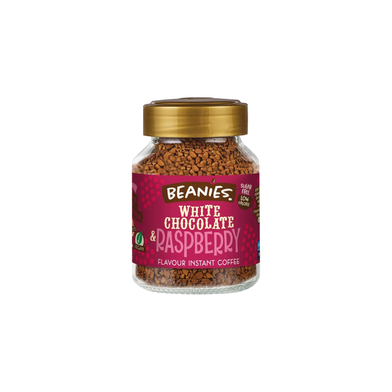 Beanies White Choco Raspberry Flavour Infused Instant Coffee - 50g