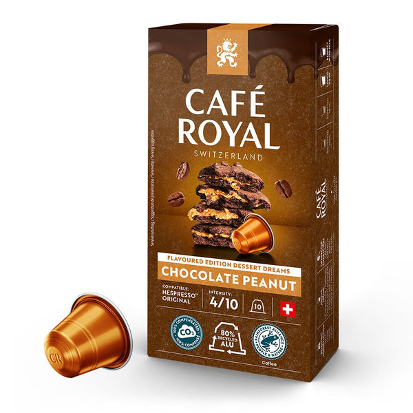 Café Royal Chocolate Peanut Coffee Capsules - 10 Pods - Caramelly