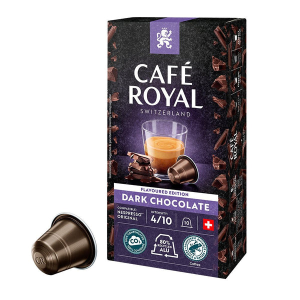 Café Royal Dark Chocolate Coffee Capsules - 10 Pods - Caramelly