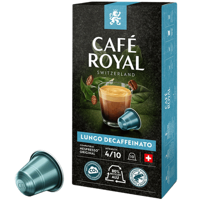 Café Royal Lungo Decaf Coffee Capsules - 10 Pods - Caramelly