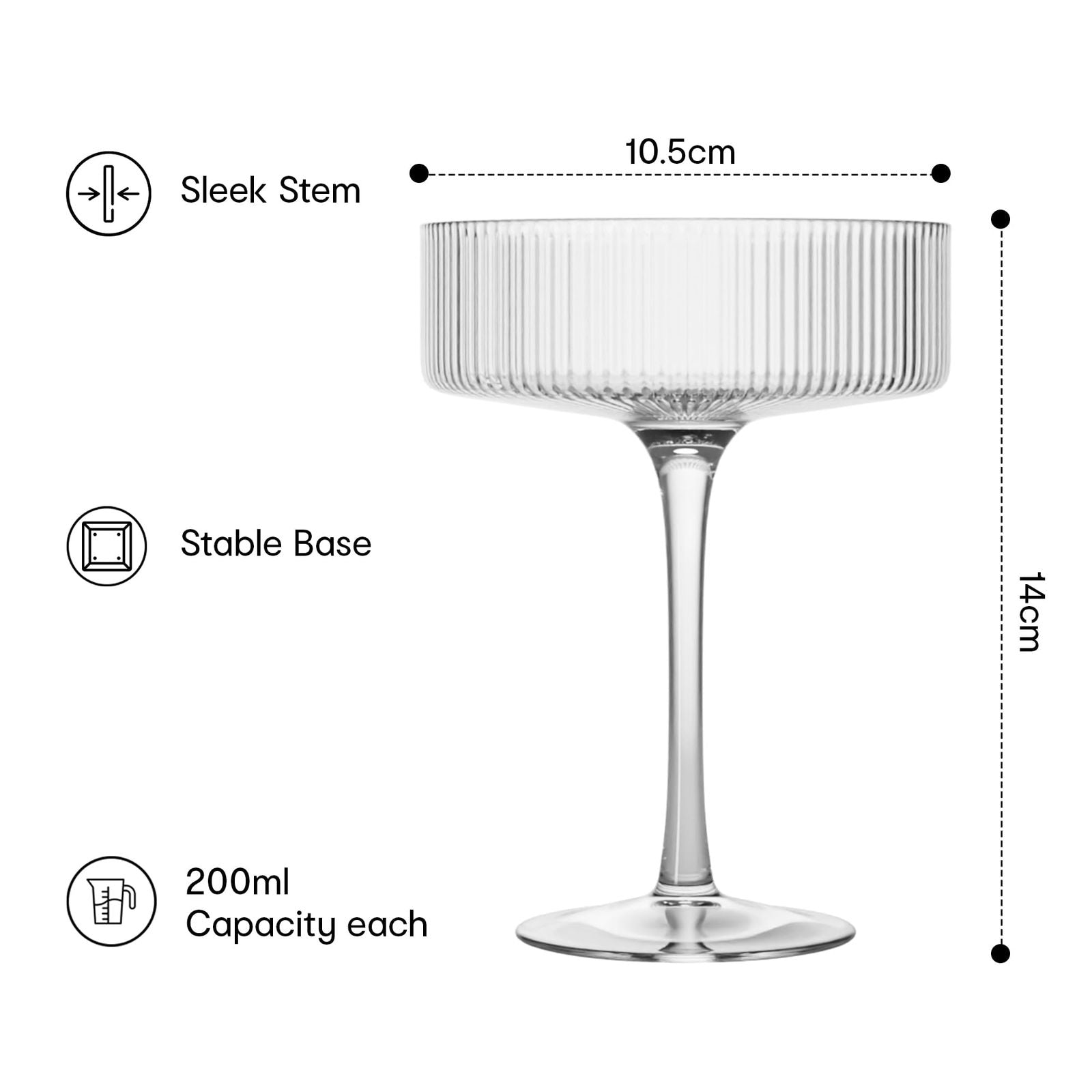 Caramelly Barista Cocktail Glass - Pack of 2 (200 ml each) - Caramelly