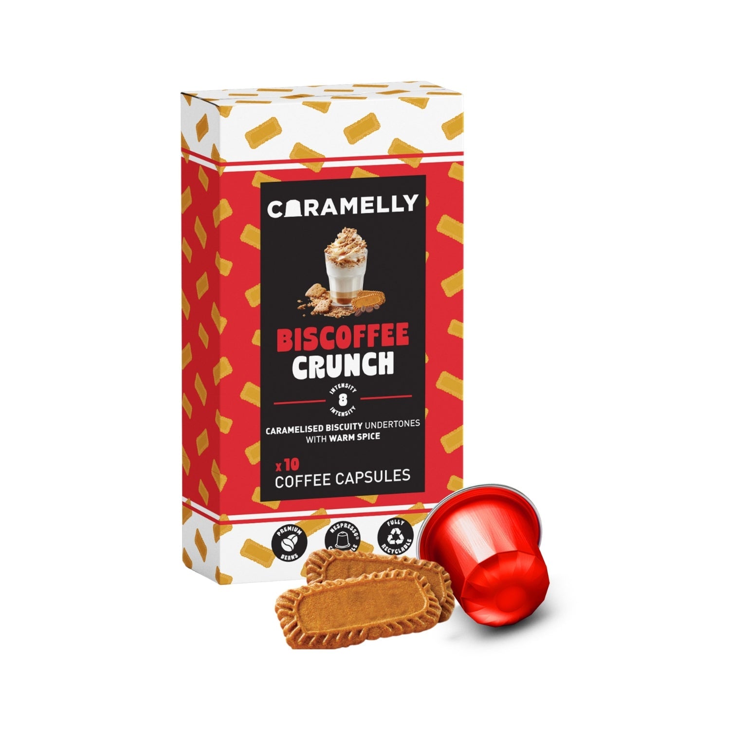Caramelly Biscoffee Crunch Flavoured Nespresso® Compatible Coffee Capsules - 10 Pods - Caramelly