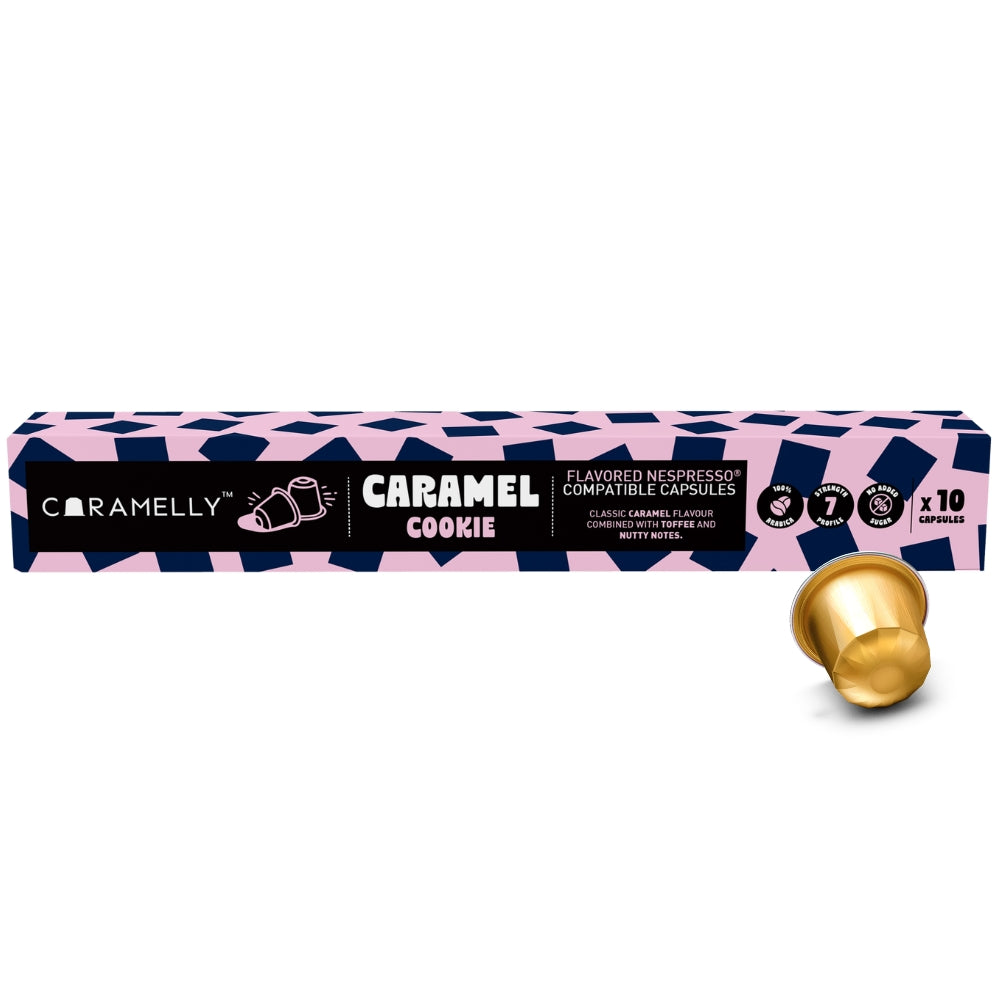 Caramelly Caramel Cookie Flavoured Nespresso® Compatible Coffee Capsules - 10 Pods - Caramelly