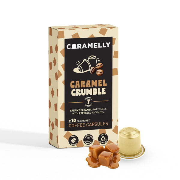 Caramelly Caramel Crumble Flavoured Nespresso Compatible Coffee Capsules - 10 Pods - Caramelly