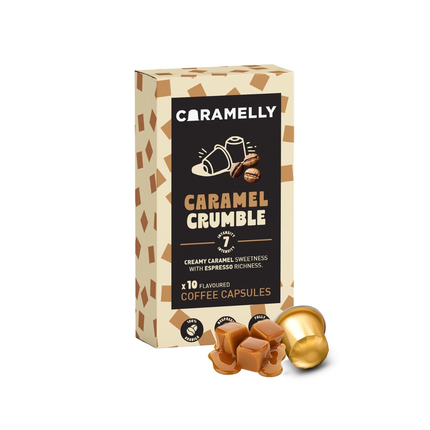 Caramelly Caramel Crumble Flavoured Nespresso® Compatible Coffee Capsules - 10 Pods - Caramelly