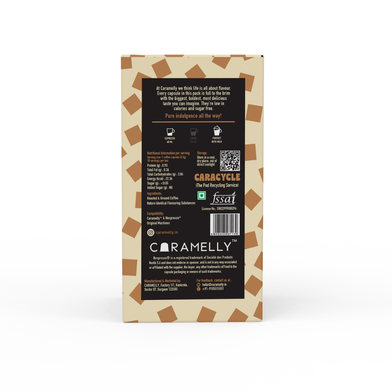 Caramelly Caramel Flavoured Nespresso Compatible Coffee Capsules - 10 Pods - Caramelly