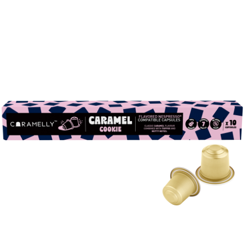 Caramelly Caramel Cookie Flavoured Nespresso® Compatible Coffee Capsules - 10 Pods - Caramelly