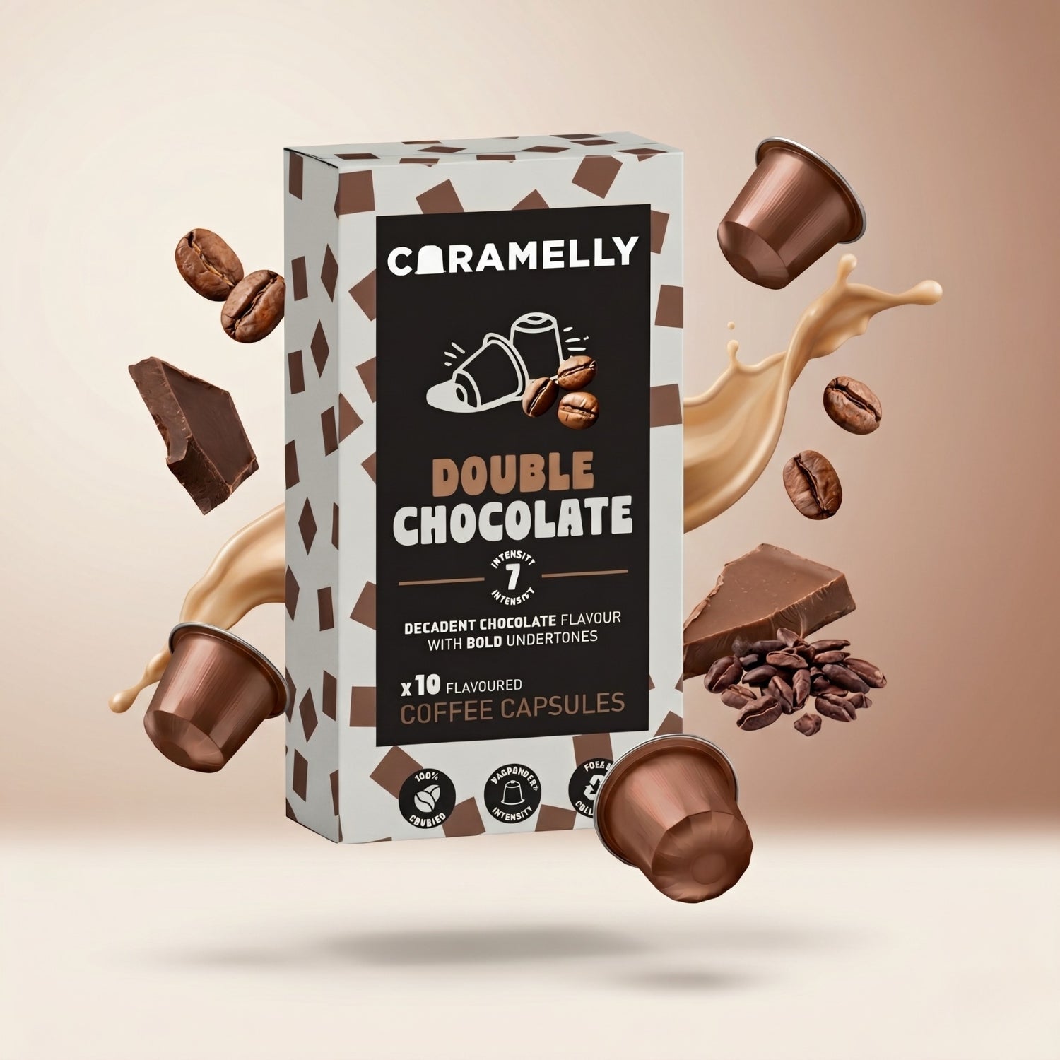 Caramelly Double Chocolate Flavoured Nespresso® Compatible Coffee Capsules - 10 Pods - Caramelly