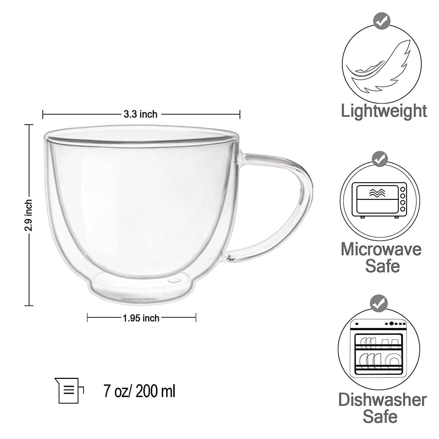 Caramelly Double Walled Cappuccino Cups - Pack of 2 (200 ml each) - Caramelly