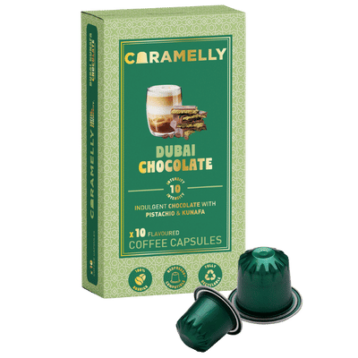 Caramelly Dubai Chocolate Flavoured Nespresso® Compatible Coffee Capsules - 10 Pods - Caramelly