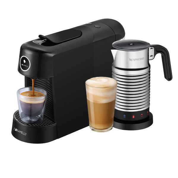 Caramelly Espresso Pop Nespresso Coffee Capsule Machine with Milk Frother + Free 10 Coffee Capsules - Caramelly