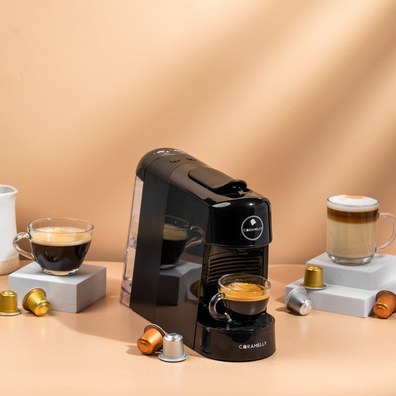 Caramelly Espresso Pop Nespresso® Compatible Coffee Capsule Machine (2025 Model) with LED Glow Ring + Free 50 Coffee Pods - Caramelly