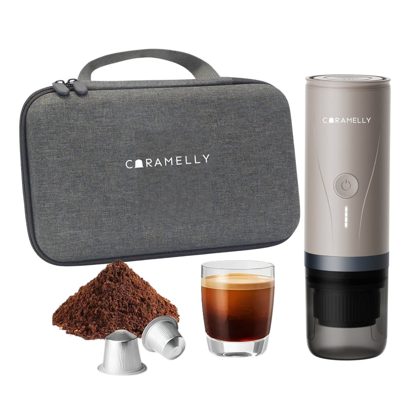 Caramelly Fikapresso PRO Portable Nespresso® Pods Compatible Espresso Maker (Self - Heating) with Case + Free Discovery Pack - Caramelly
