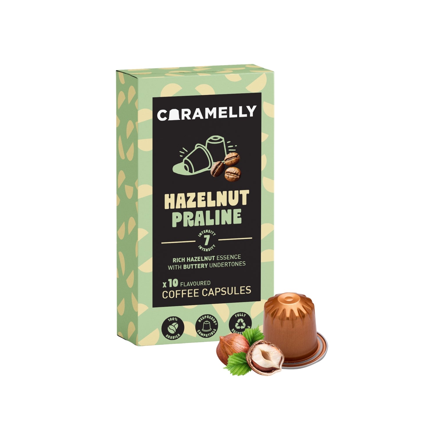 Caramelly Hazelnut Flavoured Nespresso Compatible Coffee Capsules - 10 Pods - Caramelly