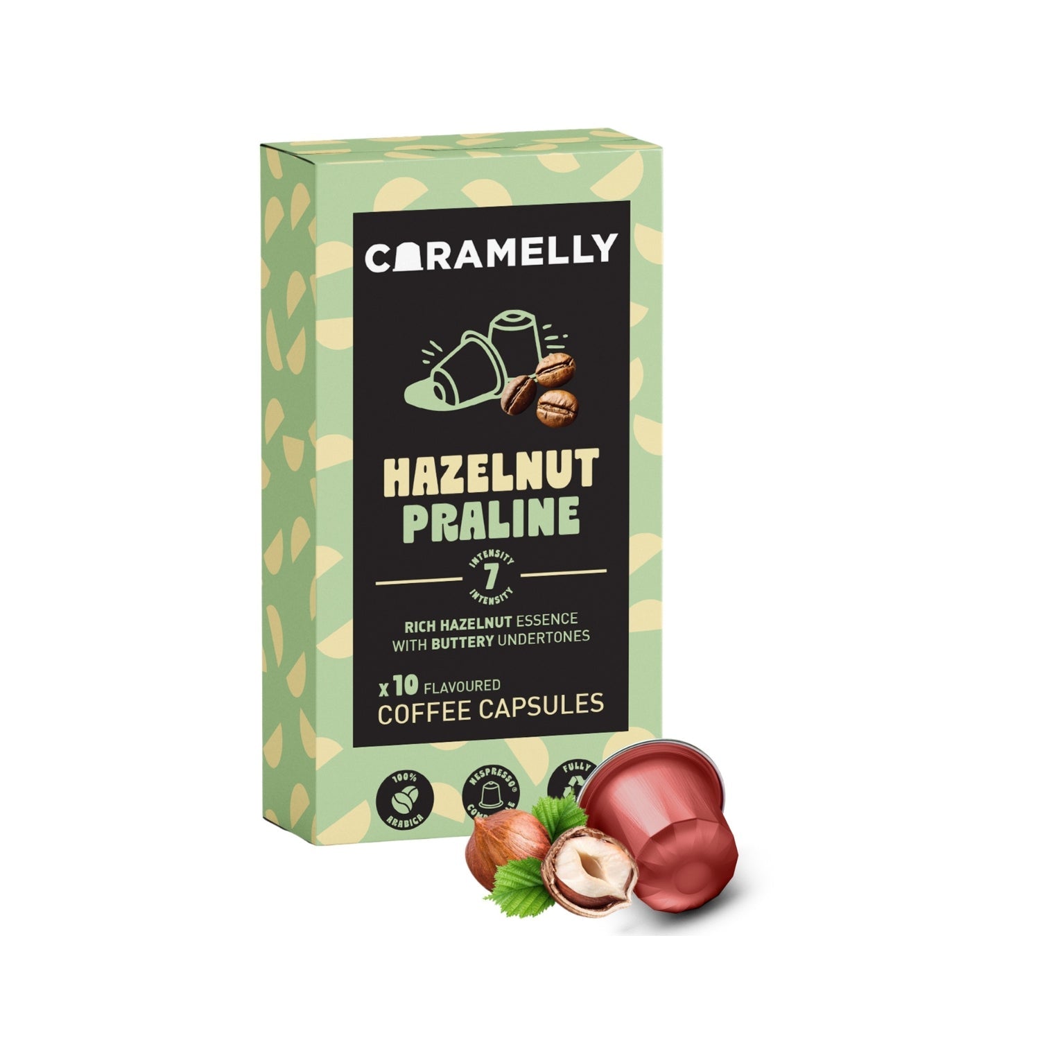Caramelly Hazelnut Praline Flavoured Nespresso® Compatible Coffee Capsules - 10 Pods - Caramelly