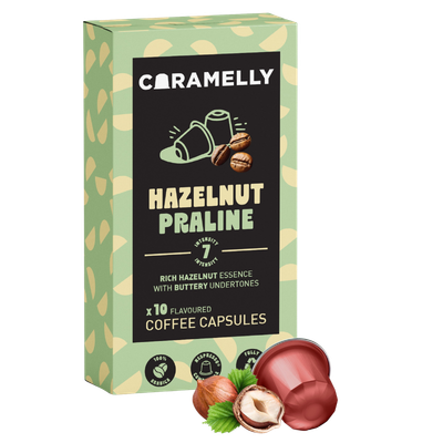 Caramelly Hazelnut Praline Flavoured Nespresso® Compatible Coffee Capsules - 10 Pods - Caramelly