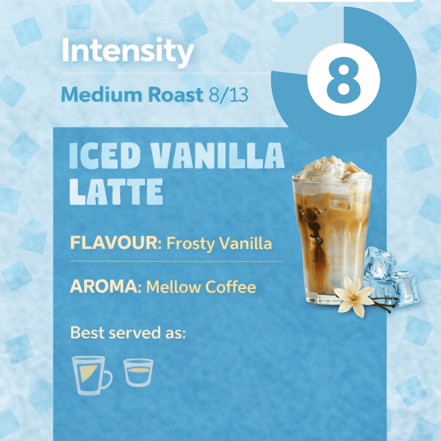 Caramelly Iced Vanilla Latte Flavoured Nespresso® Compatible Coffee Capsules - 10 Pods - Caramelly