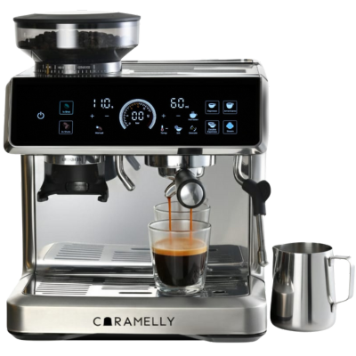 Caramelly Latte Touch Coffee Machine with Precision Grinding and Touchscreen - Free House Blend Coffee Tin - Caramelly