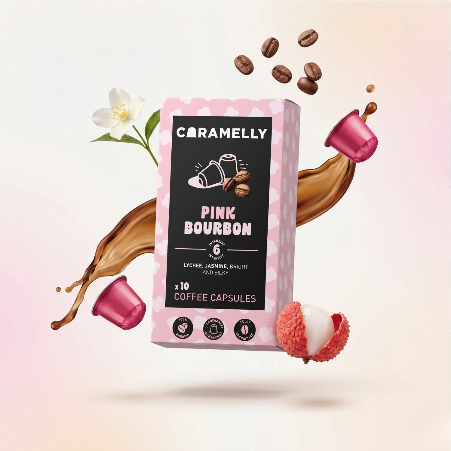 Caramelly Pink Bourbon Nespresso® Compatible Coffee Capsules - 10 Pods - Caramelly