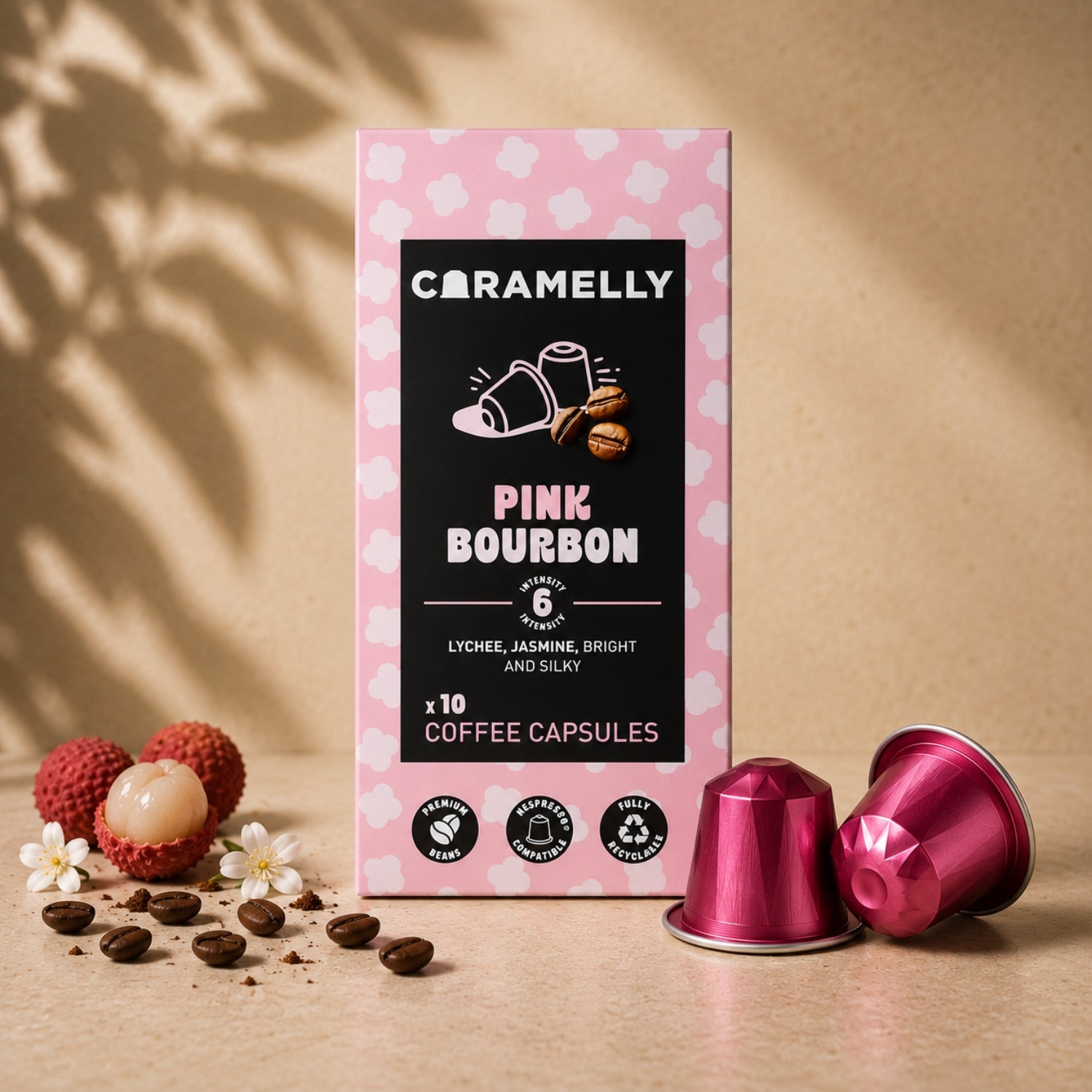 Caramelly Pink Bourbon Nespresso® Compatible Coffee Capsules - 10 Pods - Caramelly