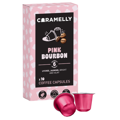 Caramelly Pink Bourbon Nespresso® Compatible Coffee Capsules - 10 Pods - Caramelly