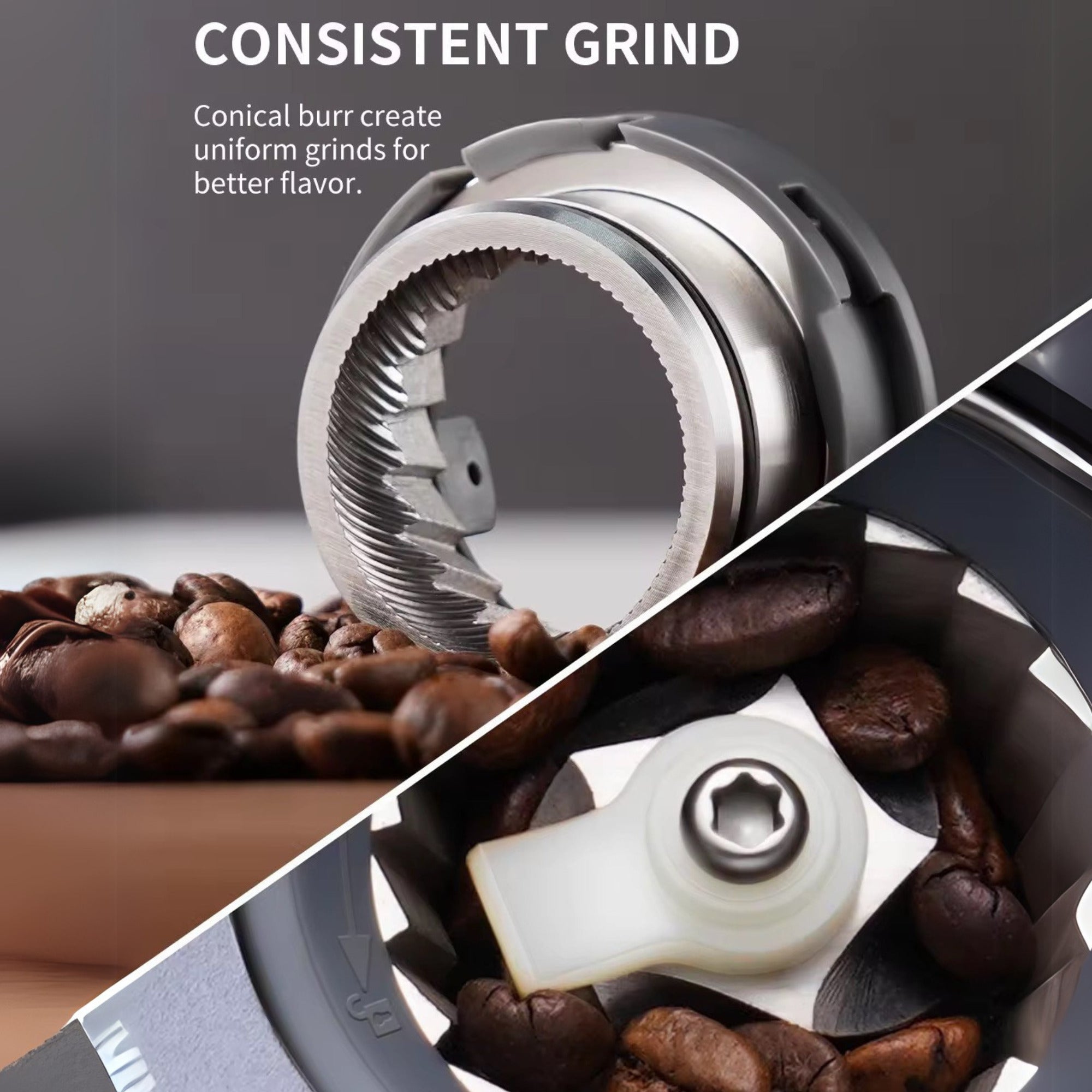 Caramelly R51.X Conical Burr Coffee Beans Grinder with Touchscreen, Precision Electronic Timer and 51 Precise Settings - Caramelly