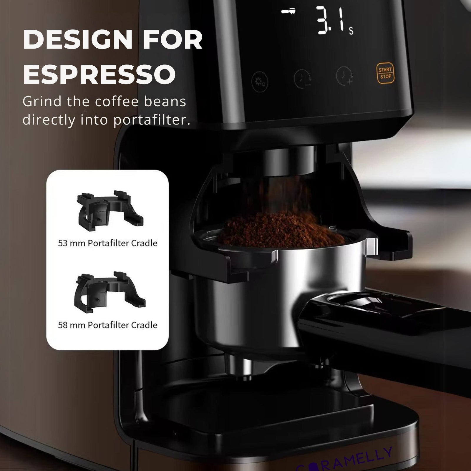 Caramelly R51X Conical Burr Coffee Bean Grinder 51 Grinding Settings