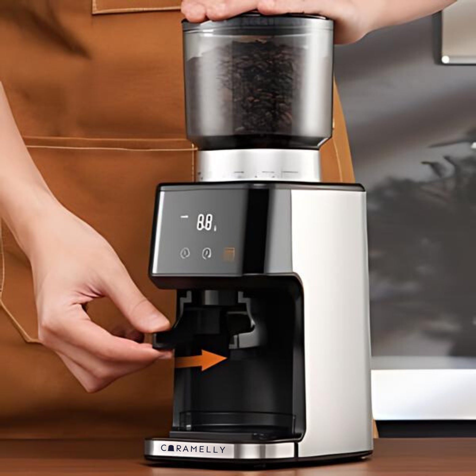 Caramelly R51.X Conical Burr Coffee Beans Grinder with Touchscreen, Precision Electronic Timer and 51 Precise Settings - Caramelly