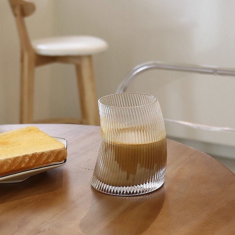 Caramelly Ribbed Curvy Macchiato Glass - Pack of 2 (340 ml each) - Caramelly