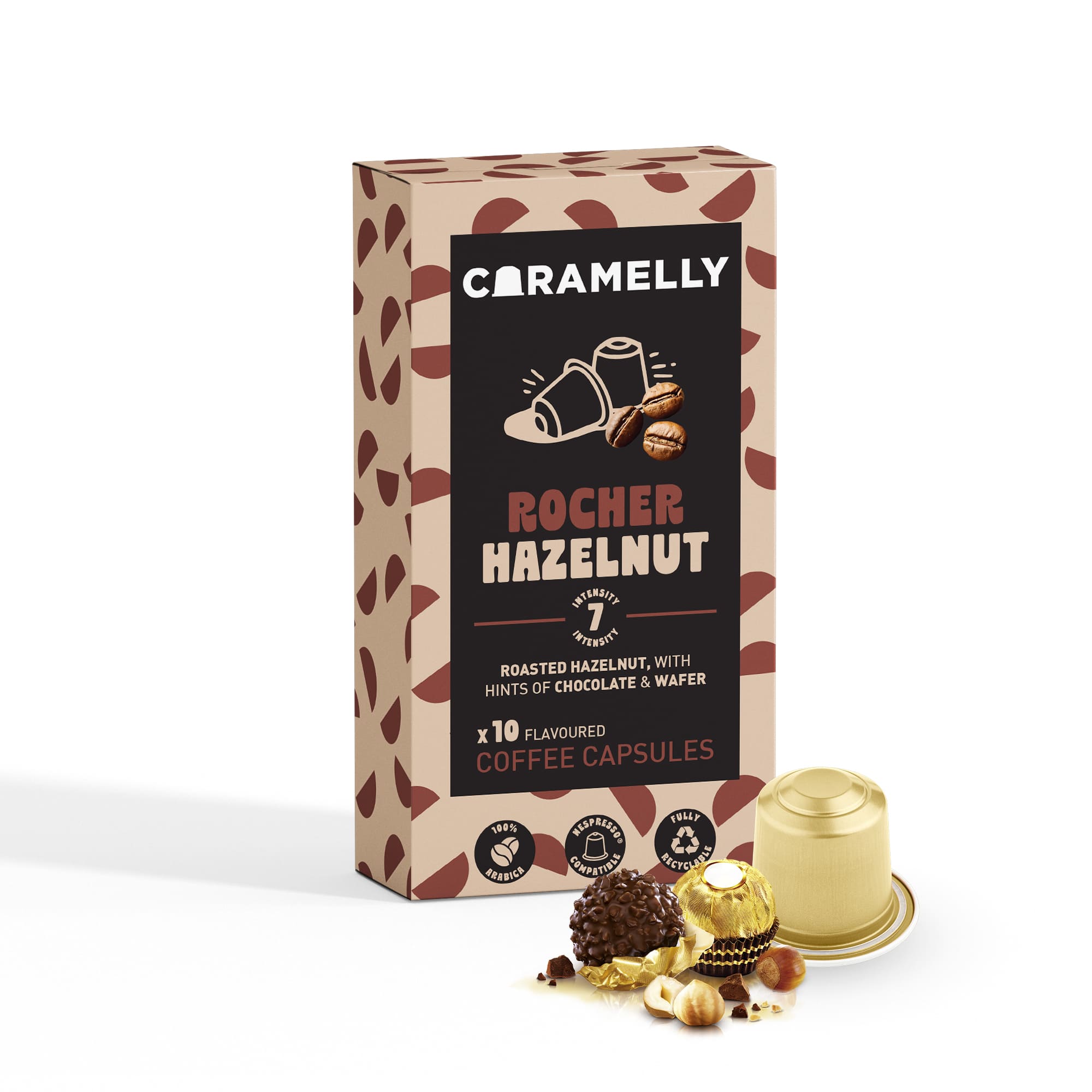 Caramelly Rocher Hazelnut Coffee Capsules - 10 Pods - Caramelly