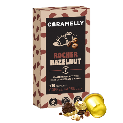 Caramelly Rocher Hazelnut Flavoured Nespresso® Compatible Coffee Capsules - 10 Pods - Caramelly