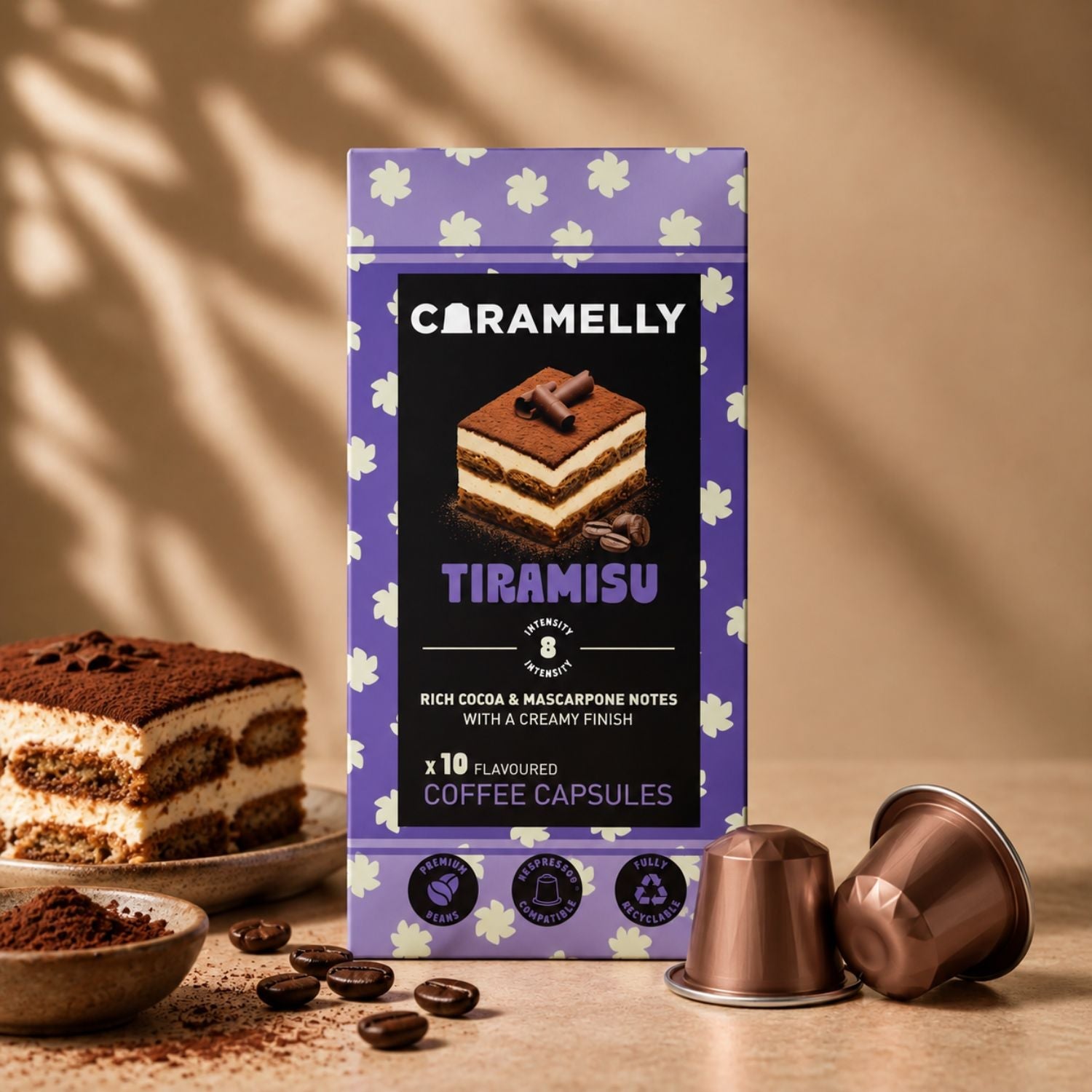 Caramelly Tiramisu Flavoured Nespresso® Compatible Coffee Capsules - 10 Pods - Caramelly