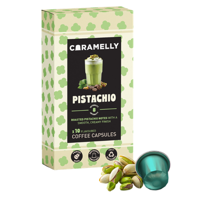 Caramelly Pistachio Flavoured Nespresso® Compatible Coffee Capsules - 10 Pods - Caramelly
