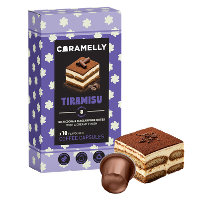 Caramelly Tiramisu Flavoured Nespresso® Compatible Coffee Capsules - 10 Pods - Caramelly