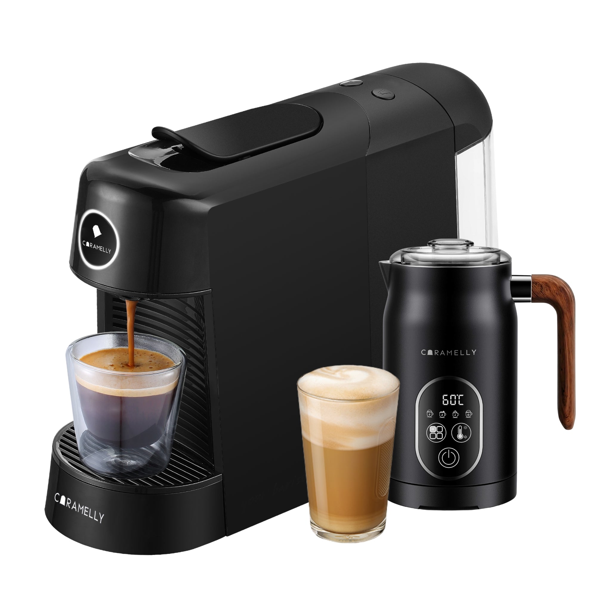 Caramelly Espresso Pop Coffee Machine with FoamLatte Pro with 60 Pods