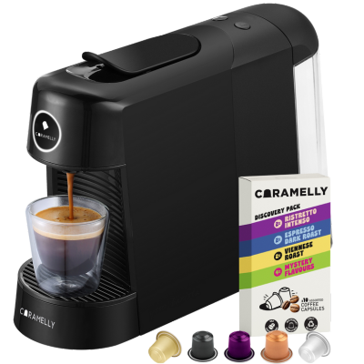 Caramelly Espresso Pop Nespresso® Compatible Coffee Capsule Machine (2025 Model) with LED Glow Ring + Free Discovery Pack - Caramelly