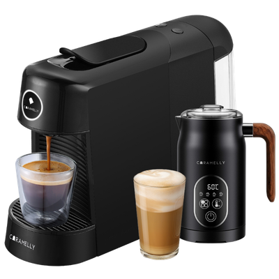Caramelly Espresso Pop Coffee Machine with FoamLatte Pro with 60 Pods - Caramelly