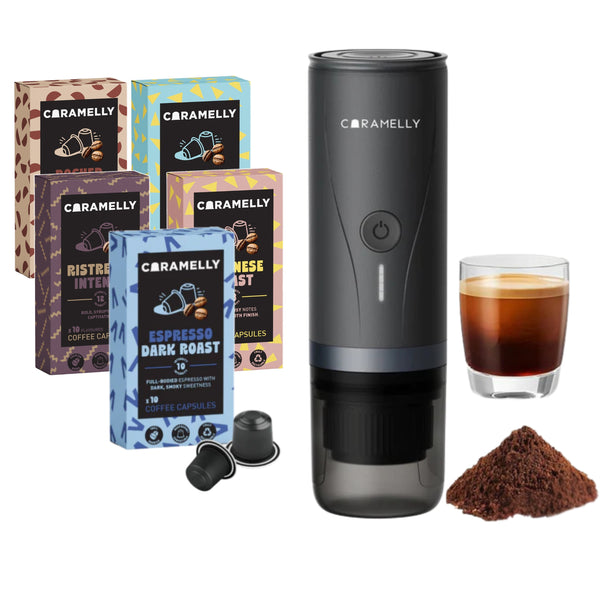 Caramelly Fikapresso Portable Nespresso® Pods Compatible Espresso Maker + Free 50 Pods