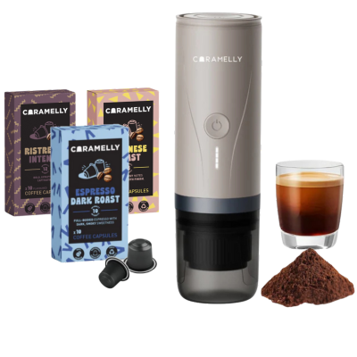 Caramelly Fikapresso PRO Portable Nespresso® Pods Compatible Espresso Maker (Self - Heating) + Free 30 Pods - Caramelly