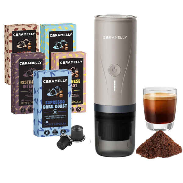 Caramelly Fikapresso PRO Portable Nespresso® Pods Compatible Espresso Maker (Self-Heating) + Free 50 Pods