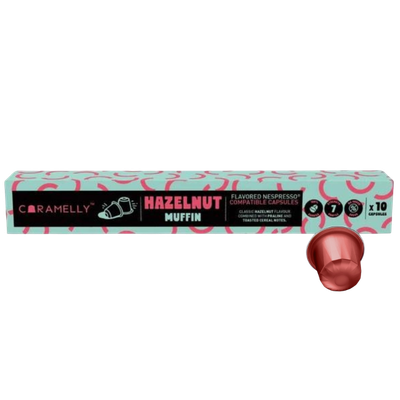 Caramelly Hazelnut Muffin Flavoured Nespresso® Compatible Coffee Capsules - 10 Pods - Caramelly