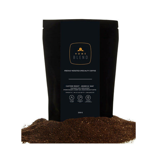 Home Blend Custom Dark Roast AAA' + Cherry 'AAA' Coffee (250 gm) - Caramelly