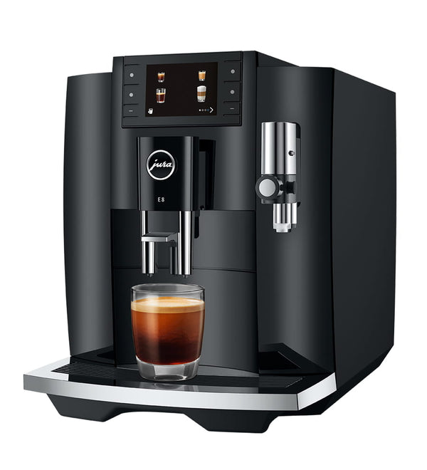 Jura E8 Coffee Machine Piano Black - Latest PAG2+ Model - Caramelly