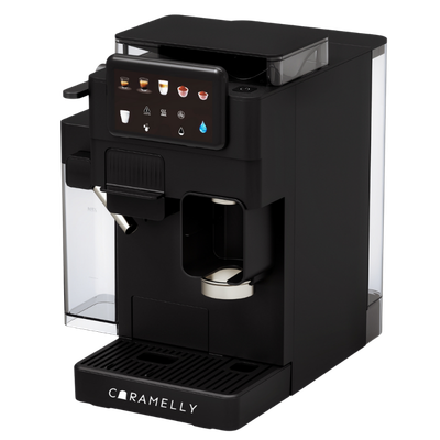 Caramelly Latte Touch 4 in 1 Coffee Machine comaptible with Coffee Pods - Free House Blend Coffee Tin - Caramelly
