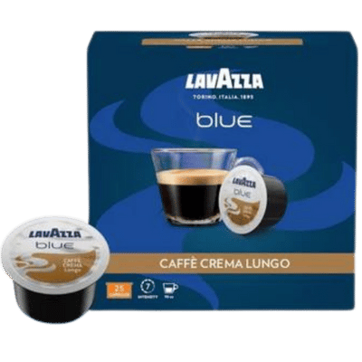 Lavazza Blue Caffé Crema Lungo, Pack of 25 Coffee Capsules, Compatible with Lavazza BLUE Machines - Caramelly