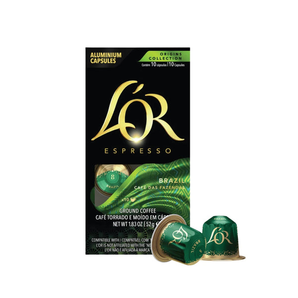 L'OR Brazil Espresso Nespresso® Compatible Coffee Capsules - 10 Pods - Caramelly