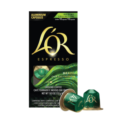 L'OR Brazil Espresso Nespresso® Compatible Coffee Capsules - 10 Pods - Caramelly