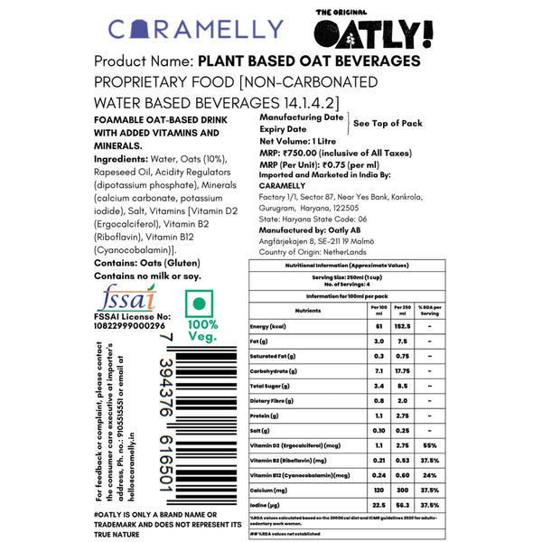 OATLY Barista Blend (Oat M!lk)